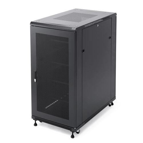 サーバーラック（19インチ・データセンター・中型・24U・奥行100cm・メッシュパネル・棚板×3枚・スライド棚×1枚付き）