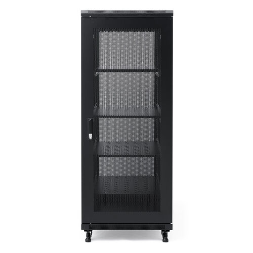 サーバーラック（19インチ・データセンター・中型・30U・奥行100cm・メッシュパネル・棚板×3枚・スライド棚×1枚付き）