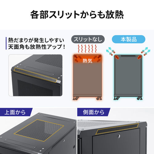 サーバーラック（19インチ・データセンター・中型・30U・奥行100cm・メッシュパネル・棚板×3枚・スライド棚×1枚付き）