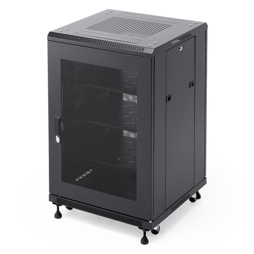 サーバーラック｜19インチ・18U・メッシュ扉・棚付き・中型対応