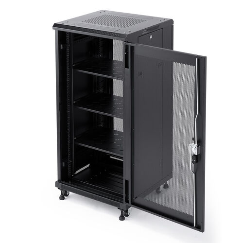 サーバーラック｜19インチ・24U・メッシュ扉・鍵付き・即納対応