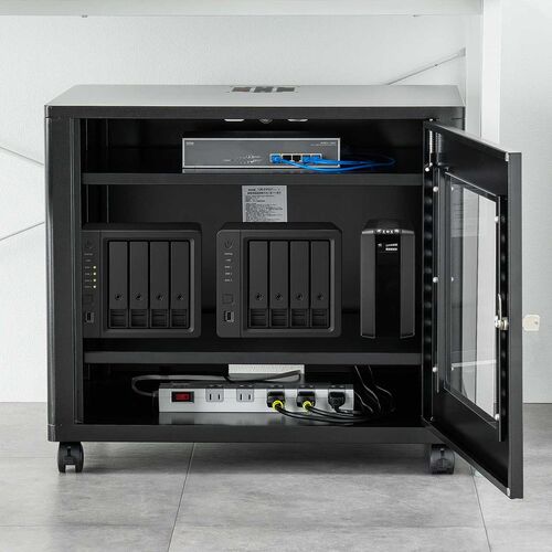 機器収納ボックス（幅60×奥行45×高さ53cm・ネットワークラック・データセンター・中型・サーバー・通信機器・NAS・ルーター・ハブ・黒・完成品）