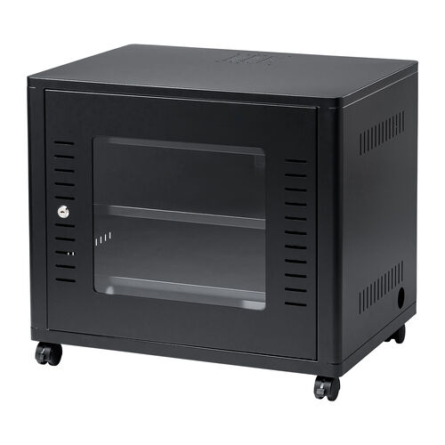 機器収納ボックス（幅60×奥行45×高さ53cm・ネットワークラック・データセンター・中型・サーバー・通信機器・NAS・ルーター・ハブ・黒・完成品）