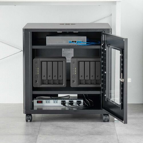 機器収納ボックス（幅50×奥行45×高さ53cm・ネットワークラック・データセンター・中型・サーバー・通信機器・NAS・ルーター・ハブ・黒・完成品）