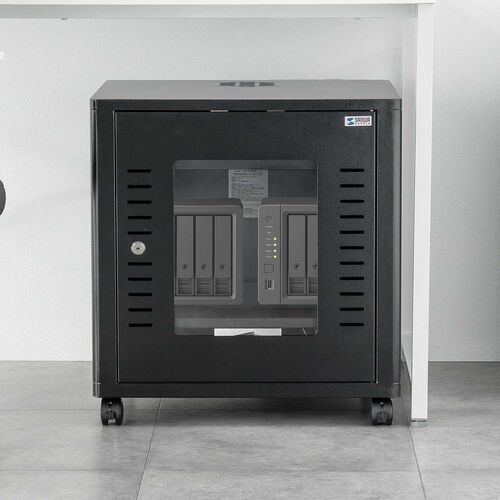 機器収納ボックス（幅50×奥行45×高さ53cm・ネットワークラック・データセンター・中型・サーバー・通信機器・NAS・ルーター・ハブ・黒・完成品）