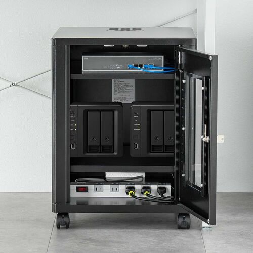 機器収納ボックス（幅40×奥行45×高さ53cm・ネットワークラック・データセンター・中型・サーバー・通信機器・NAS・ルーター・ハブ・黒・完成品）