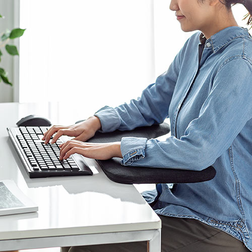 リストレスト（後付け・肘置き台・ワンタッチ取り付け・エルゴノミクス・幅60cm・ブラック）