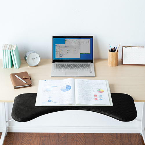 【アウトレット】リストレスト メッシュ 幅60cm（肘置き台・ワンタッチ取付・デスク取付・エルゴノミクス・ブラック）