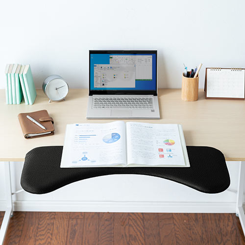 リストレスト メッシュ 幅75cm（肘置き台・ワンタッチ取付・デスク取付・エルゴノミクス・ブラック）