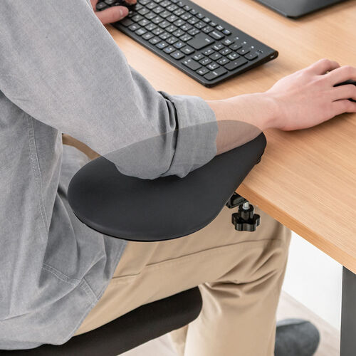 リストレスト（肘置き台・クランプ取付・幅20cm・クッション入り・エルゴノミクス・ブラック）