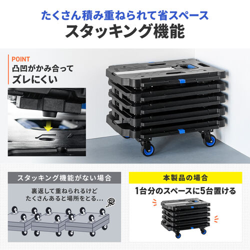 連結平台車｜折りたたみ・耐荷重137kg・薄型軽量