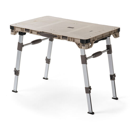 キャリーカート ＆ アウトドア テーブル（耐荷重100kg・折りたたみ・2WAY・多機能・高さ調整・4輪・ハンドル付き・ベージュ）