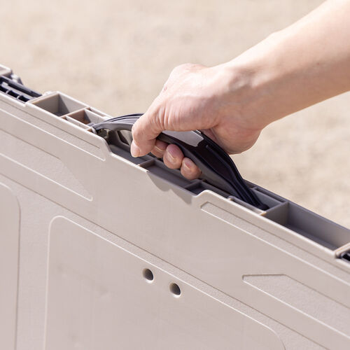 キャリーカート ＆ アウトドア テーブル（耐荷重100kg・折りたたみ・2WAY・多機能・高さ調整・4輪・ハンドル付き・ベージュ）