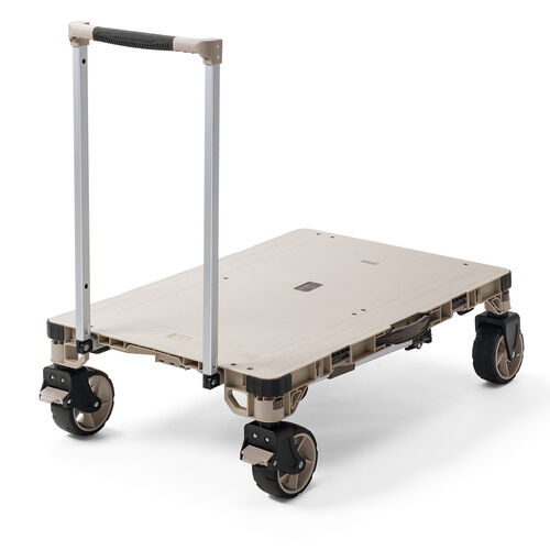 キャリーカート ＆ アウトドア テーブル（耐荷重100kg・折りたたみ・2WAY・多機能・高さ調整・4輪・ハンドル付き・ベージュ）