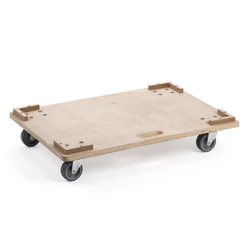 木製ドーリー（平台車・耐荷重200kg・75Lコンテナ対応・積み重ね可能・取っ手・キャスター付・木枠・取り外し可能・オリコン・倉庫・Lサイズ）