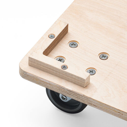 木製ドーリー（平台車・耐荷重200kg・75Lコンテナ対応・積み重ね可能・取っ手・キャスター付・木枠・取り外し可能・オリコン・倉庫・Lサイズ）