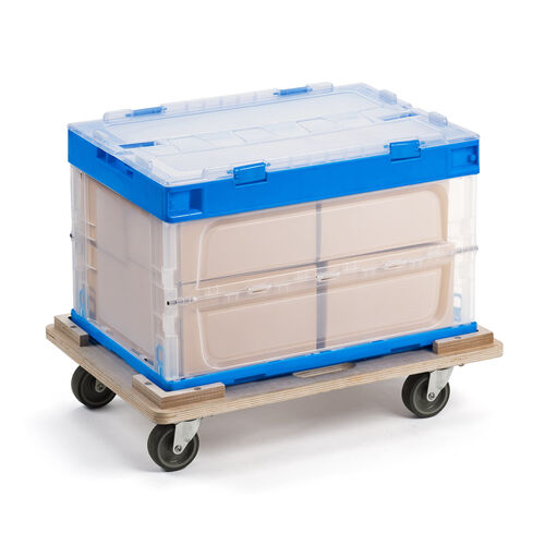 木製ドーリー（平台車・耐荷重200kg・50Lコンテナ対応・積み重ね可能・取っ手・キャスター付・木枠・取り外し可能・オリコン・倉庫・Mサイズ）