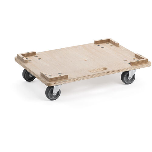 木製ドーリー（平台車・耐荷重200kg・50Lコンテナ対応・積み重ね可能・取っ手・キャスター付・木枠・取り外し可能・オリコン・倉庫・Mサイズ）