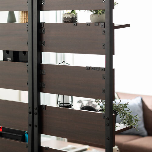 突っ張りラック（幅45cm・3段・突っ張り棚・ウォールラック・ ウォールシェルフ・壁面収納・工事不要・木目調・ダークブラウン）