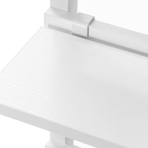 突っ張り棚（突っ張りラック・幅60cm・シェルフ・棚・3段・壁面収納・ウォールシェルフ・間仕切り・キッチン・玄関・パントリー・スリム・工事不要・木目調・ホワイト）