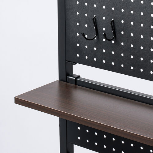 突っ張り棚（突っ張りラック・幅45cm・有孔ボード・シェルフ・棚・4段・壁面収納・ウォールシェルフ・間仕切り・キッチン・玄関・パントリー・スリム・工事不要・ブラック）