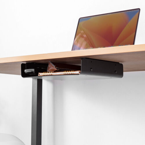 デスク下取り付け収納トレイ UDシリーズ（B5対応サイズ・オープントレイタイプ・天板裏ネジ取り付け・棚・デスク下収納ラック）