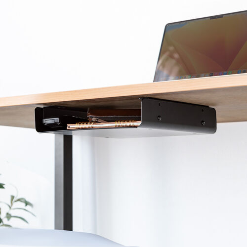 デスク下取り付け収納トレイ UDシリーズ（A4対応サイズ・オープントレイタイプ・天板裏ネジ取り付け・棚・デスク下収納ラック）