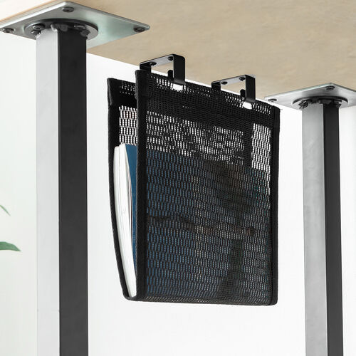 デスク下取り付け収納ネット（B5対応サイズ・天板裏ネジ取り付け・縦型ネットタイプ・ナイロンメッシュ・デスク下収納ネット） UDS009