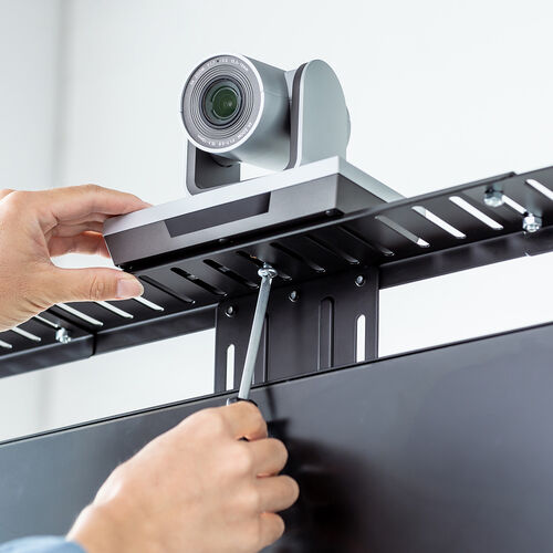 モニター上台（VESAマウント取り付け棚・VESA100対応・横幅40～69cm・耐荷重3kg・カメラ設置・小物置き）