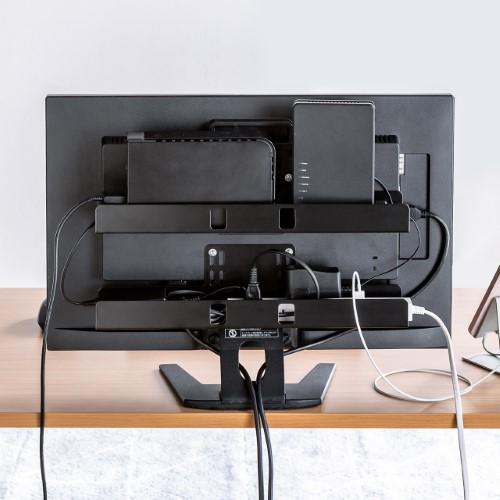 モニター裏収納（VESAマウント・2段トレー・背面収納・目隠し