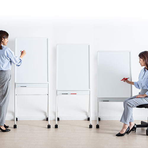 ホワイトボード（簡易パーティション・縦型・コンパクト・キャスターつき・会議・家庭学習・ペン置き付き）