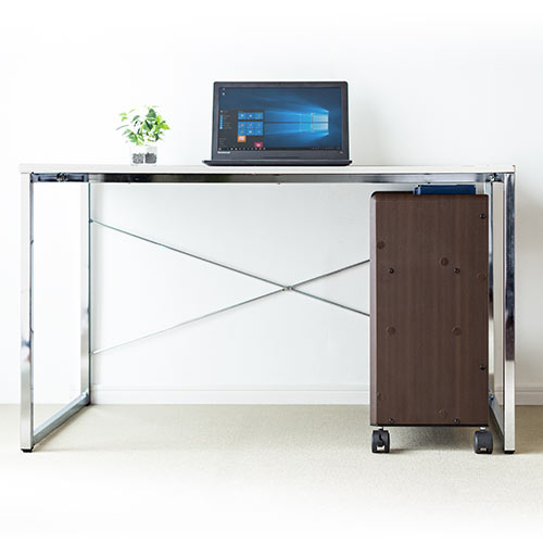 ファイルワゴン（2段・PCワゴン・PCラック・斜め・キャスター・A4・デスク下・木製・おしゃれ・おすすめ・オフィス・ラック・ダークブラウン） EZ1-WG007