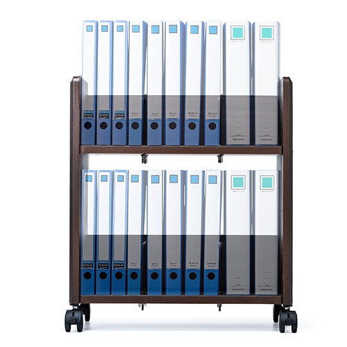 ファイルワゴン（2段・PCワゴン・PCラック・斜め・キャスター・A4・デスク下・木製・おしゃれ・おすすめ・オフィス・ラック・ダークブラウン） EZ1-WG007