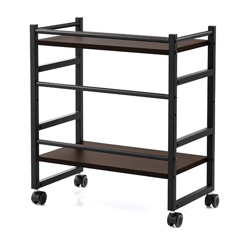 ファイルワゴン(2段・PCラック・PCワゴン・斜め・キャスター・A4・デスク下・木製・おしゃれ・おすすめ・オフィス・ラック・ダークブラウン） EZ1-WG008M