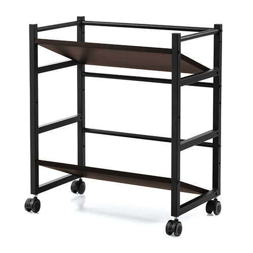 ファイルワゴン(2段・PCラック・PCワゴン・斜め・キャスター・A4・デスク下・木製・おしゃれ・おすすめ・オフィス・ラック・ダークブラウン） EZ1-WG008M