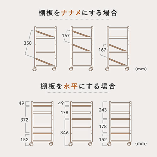 ファイルワゴン(2段・PCラック・PCワゴン・斜め・キャスター・A4・デスク下・木製・おしゃれ・おすすめ・オフィス・ラック・ダークブラウン） EZ1-WG008M