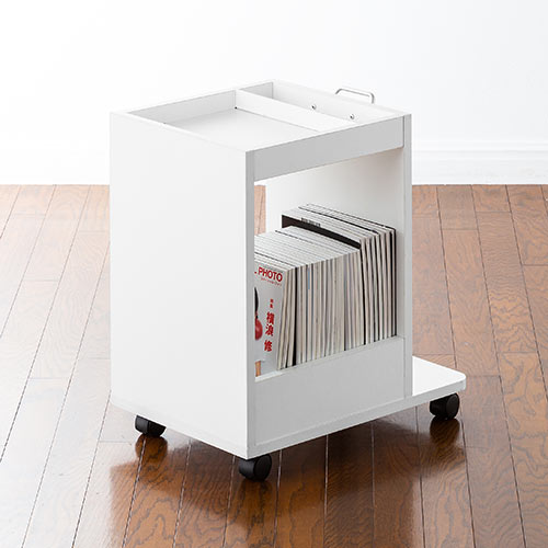 ファイルワゴン（デスクキャビネット・A4収納・カバン置き・小物収納・キャスター付・ホワイト）