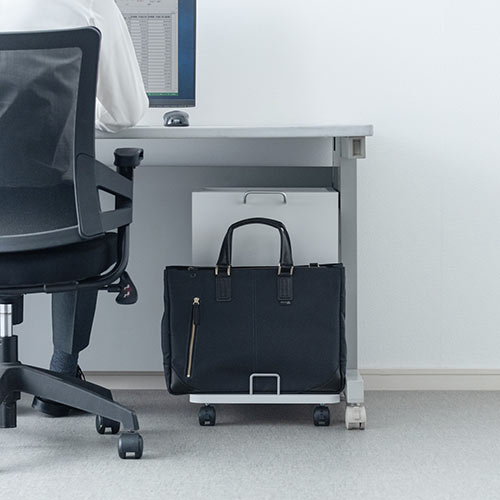 ファイルワゴン（デスクキャビネット・A4収納・カバン置き・小物収納・キャスター付・ホワイト）