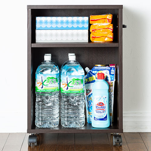 ファイルワゴン（2段・PCワゴン・PCラック・キャスター・A4・天板付き・デスク下・おしゃれ・おすすめ・木製・ダークブラウン） WG012M