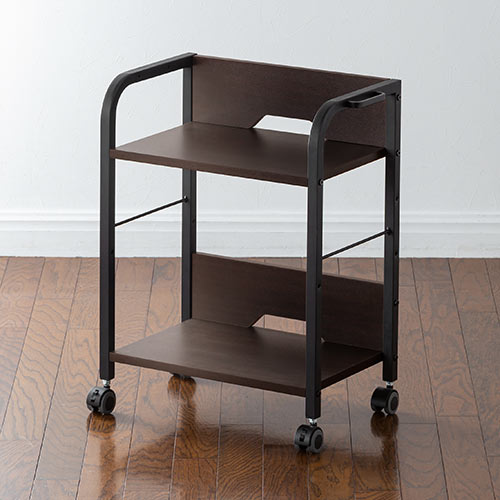 ファイルワゴン(2段・PCワゴン・PCラック・キャスター・木製・デスク下・おしゃれ・おすすめ・ダークブラウン）WG013M