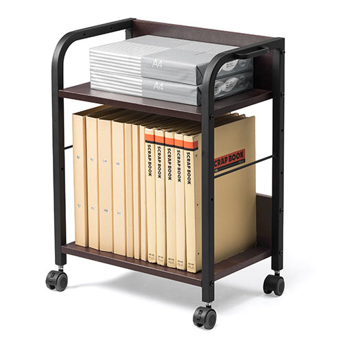 ファイルワゴン(2段・PCワゴン・PCラック・キャスター・木製・デスク下・おしゃれ・おすすめ・ダークブラウン）WG013M