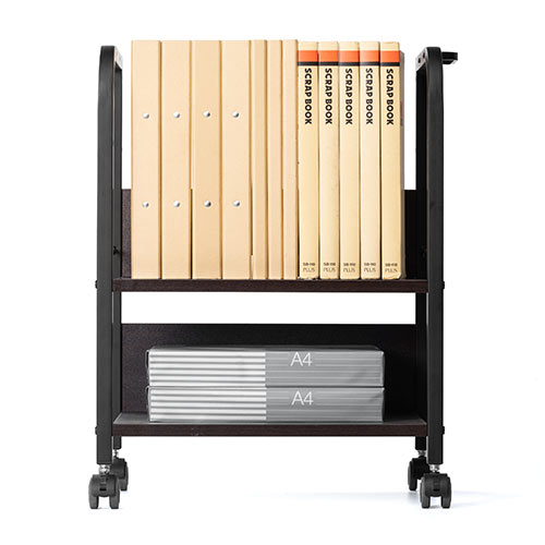 ファイルワゴン(2段・PCワゴン・PCラック・キャスター・木製・デスク下・おしゃれ・おすすめ・ダークブラウン）WG013M