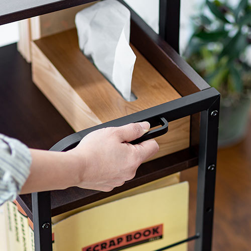 ファイルワゴン(2段・PCワゴン・PCラック・キャスター・木製・デスク下・おしゃれ・おすすめ・ダークブラウン）WG013M