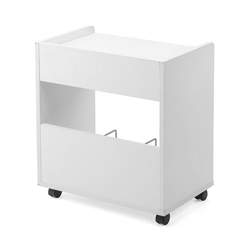 ファイルワゴン(1段・PCワゴン・PCラック・キャスター・天板付き・A4・デスク下・木製・おしゃれ・おすすめ・ホワイト）WG015W