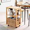 サイドデスク サイドワゴン 天然木 ラック 高さ70cm キャスター付 天板拡張