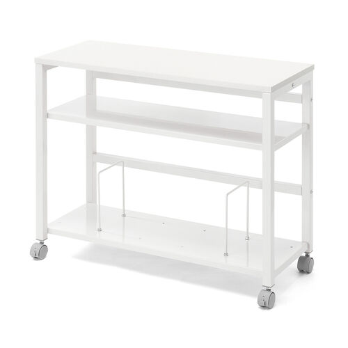 デスクワゴン（サイドテーブル・PCワゴン・PCラック・幅75cm・デスク下収納・ファイルワゴン・ブックエンド・木製・ホワイト）