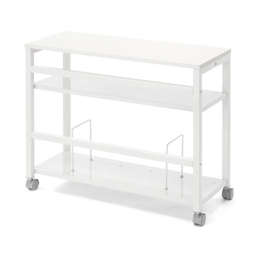 デスクワゴン（サイドテーブル・PCワゴン・PCラック・幅75cm・デスク下収納・ファイルワゴン・ブックエンド・木製・ホワイト）