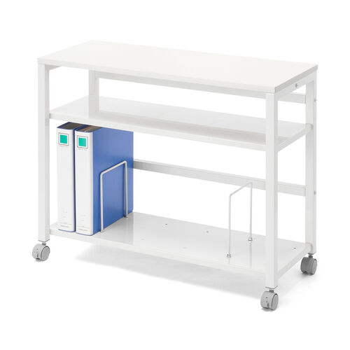 デスクワゴン（サイドテーブル・PCワゴン・PCラック・幅75cm・デスク下収納・ファイルワゴン・ブックエンド・木製・ホワイト）