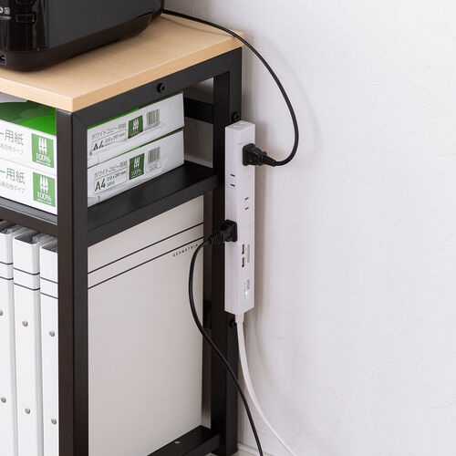 デスクワゴン（幅75cm・PCワゴン・PCラック・デスク下収納・サイドテーブル・ブックエンド・木製・ライトブラウン）