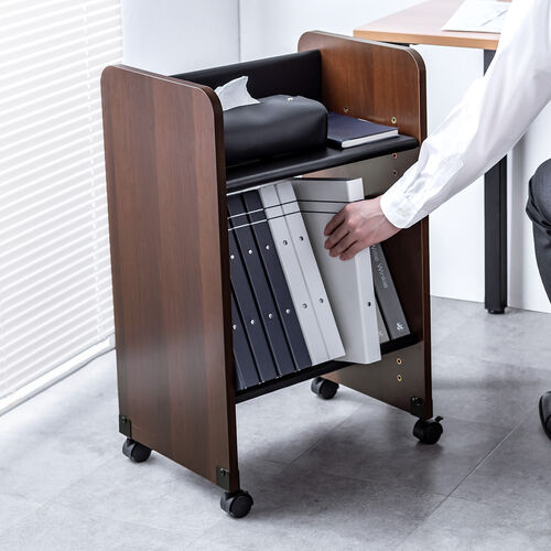 ファイルワゴン（2段・PCワゴン・PCラック・A4対応・キャスター付き・斜めで取り出しやすい・幅44.5×奥行き33×高さ72.5cm・ファイルラック・ランドセルラック）